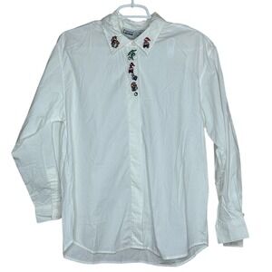 Capacity Petites Christmas Teddy Bear‎ Embroidered White Button Down Shirt 22108
